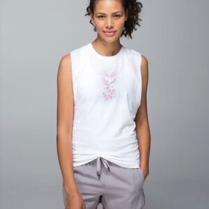 Lululemon Athletica White Muscle Tee with Pineapple